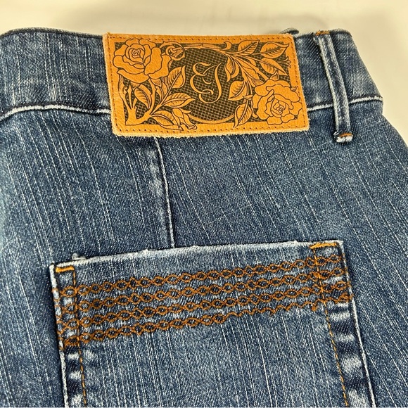 Earl Jeans Shorts Women's 29 Blue Denim Embroidered Pockets Stretch medium wash - Picture 5 of 13